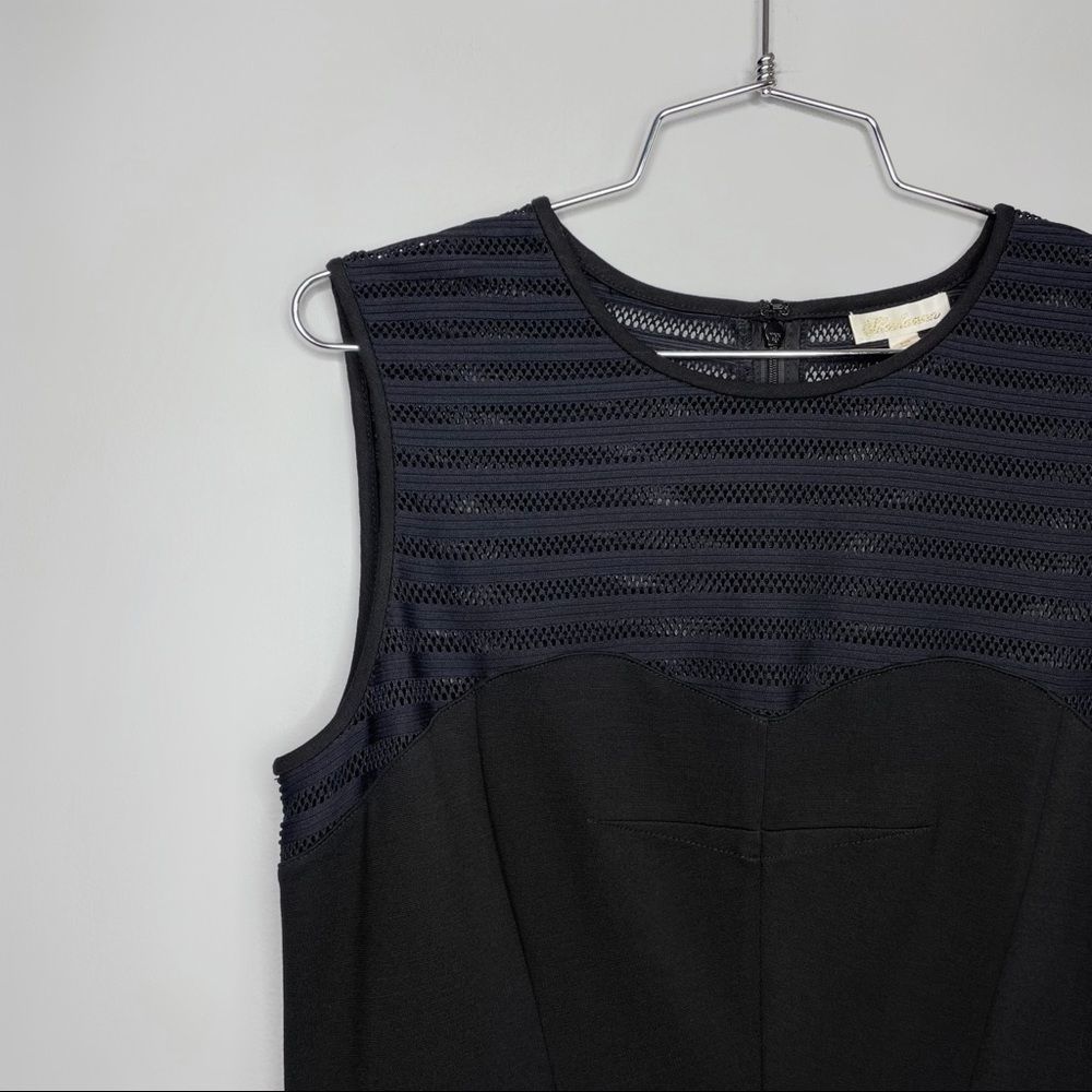 Shoshanna Women’s Stretch Mesh Stripe Calvin Sleeveless Dress Size 12 Black Navy - Picture 8 of 11